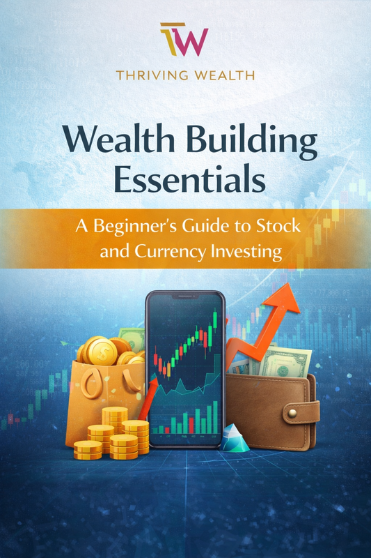 Thumbnail image for Wealth Building Essentials coaching by THRISH PRODUCTS, featuring stock and currency investing concepts.